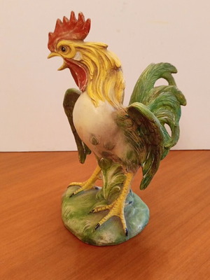 Vintage ceramic rooster 24cm, handmade decorative figurine