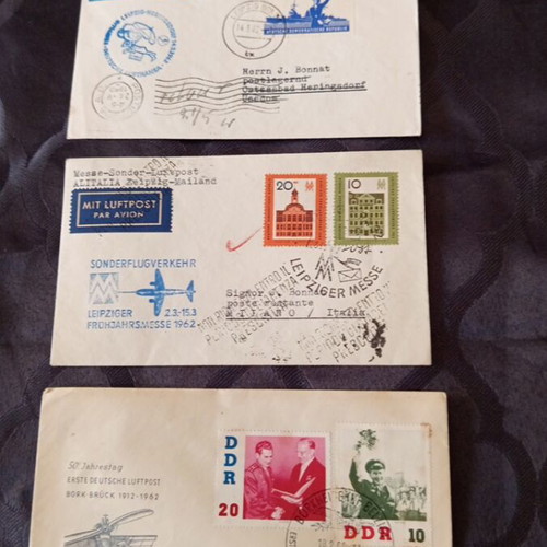 First Flights East Germany 1962 Used Lufthansa and Alitalia Covers
