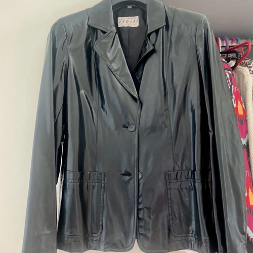 Cibyll jeans jacket black shiny faux leather size Medium