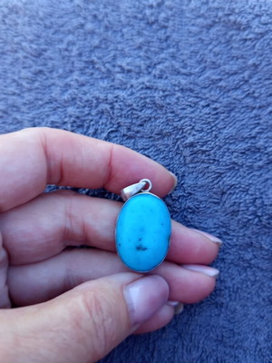 Silver necklace with turquoise energy crystal, new