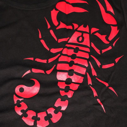 Work T-Shirt Scorpio long sleeve vintage size M black red cotton