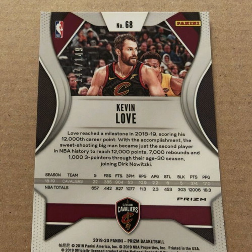 Kevin Love 2019-20 Panini Prizm Purple Ice card like new