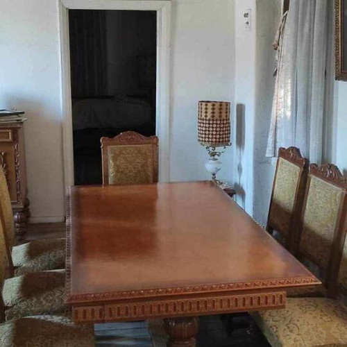 Handmade dining table set for 8 with buffet and mirror, like new
