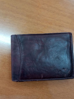 Men's wallet used, brown leather with multiple card slots