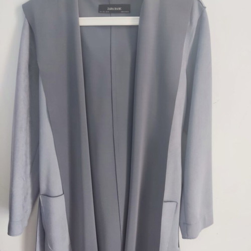 Zara women's fall trench coat suede type gray size Large new
