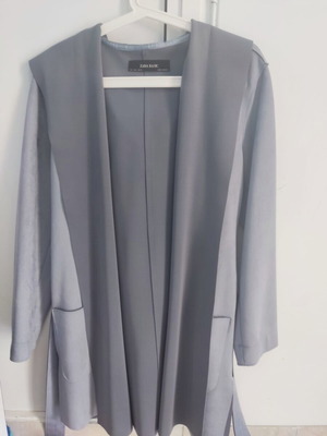 Zara women's fall trench coat suede type gray size Large new
