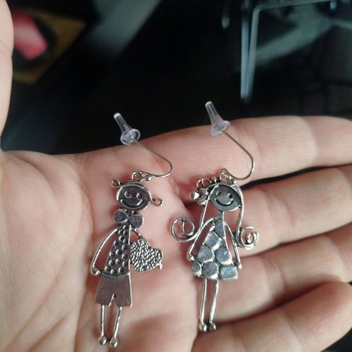 Retro Peg Accessories dangling earrings new, silver