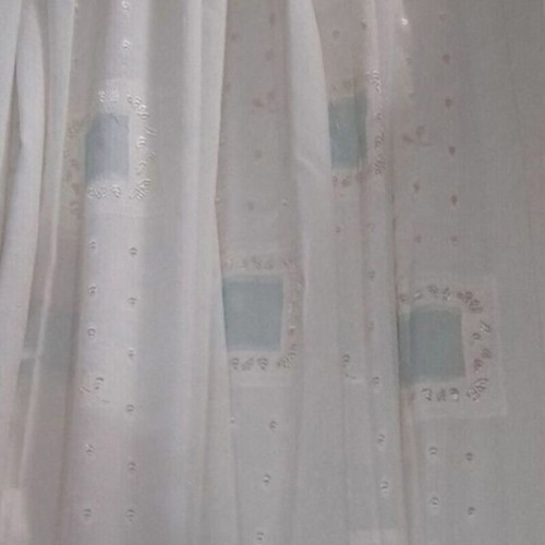Ecru curtain with green details, like new, ready sewn 3.07×2.05 m