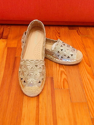 Zara silver espadrilles with cutout design, like new
