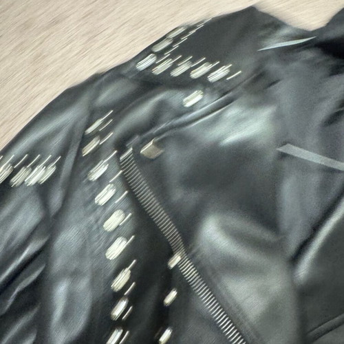 Leather jacket black with rhinestones like new
