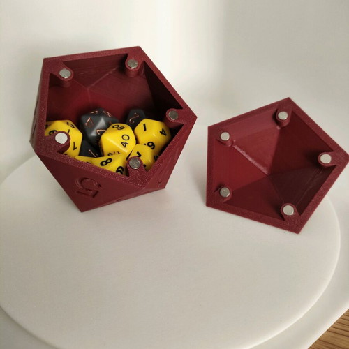 DnD dice box 3d printed new, D20 with magnetic closure