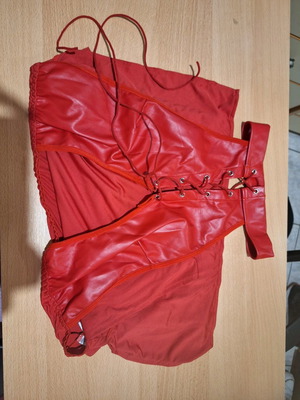 Sexy red lingerie dress with leather bust and laces new