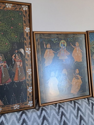 Σετ 3 χειροποίητων ινδικών πινάκων Rajasthani Pichwai style μεταχειρισμένο