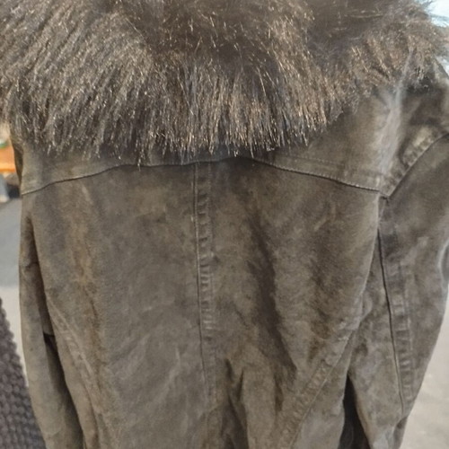 MNG suede leather jacket XL with fur like new, black