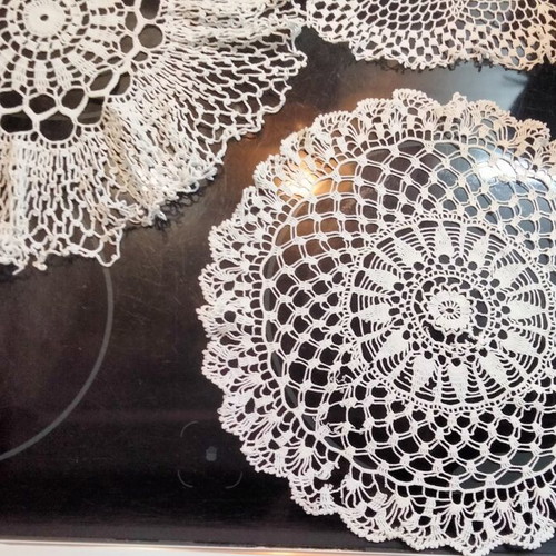 Vintage Handmade Crochet Doilies Set of 4 White like new