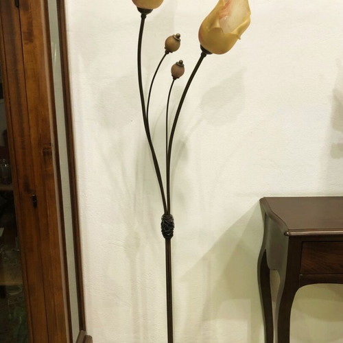 Floor lamp bronze with blown glass, like new