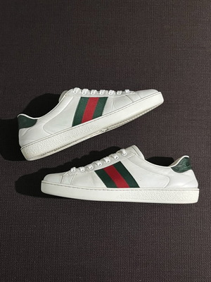 Gucci 386750 Ace Leather Sneakers Men’s very good, size 42.5, white