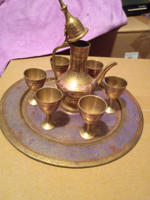 Vintage brass serving set like new for tea, coffee or liqueur