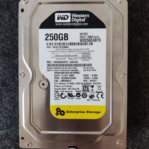 WD 250GB 3.5" SATA II 7200 RPM Enterprise Storage hard drive