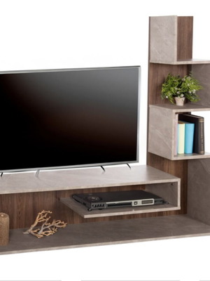 TV Stand 150x29x120cm Gray for Medium Living Rooms with Legs