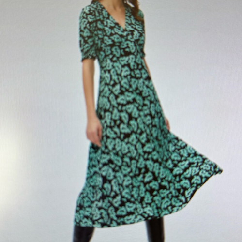 Jemma dress Diane Von Furstenberg new, black and green midi