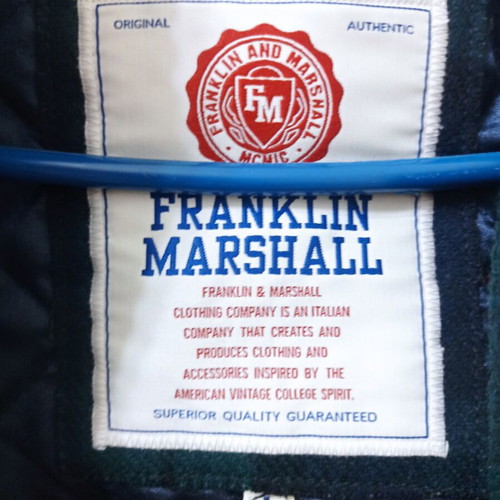 Franklin & Marshall college jacket like new, wool plaid with leather details