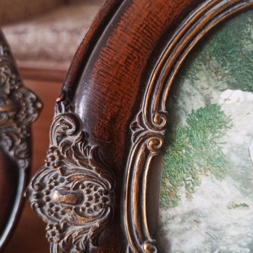 Vintage retro wooden photo frames like new with decorative elements