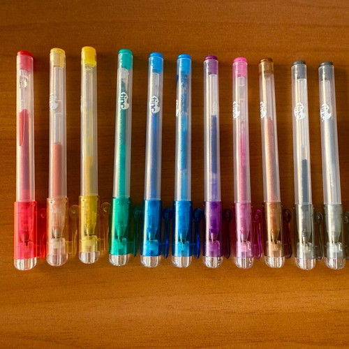 Markers + watercolors + glitter gel pens + painting set