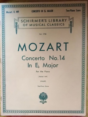 Mozart Concerto No. 14 in Eb Major two-piano score like new