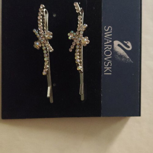 Swarovski hair clips set of 2 with crystals new