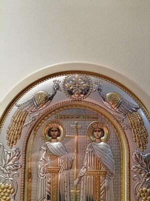 Ιερή εικόνα Αγίων Κωνσταντίνου και Ελένης καινούργια από τις Καρυές Αγίου Όρους