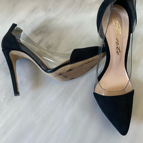 Sante suede pumps with transparency, 10 cm heel, like new