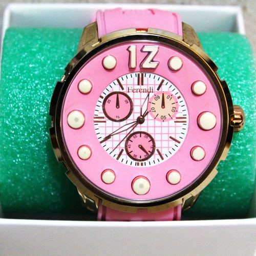 Ferendi women's watch new with pink rubber strap