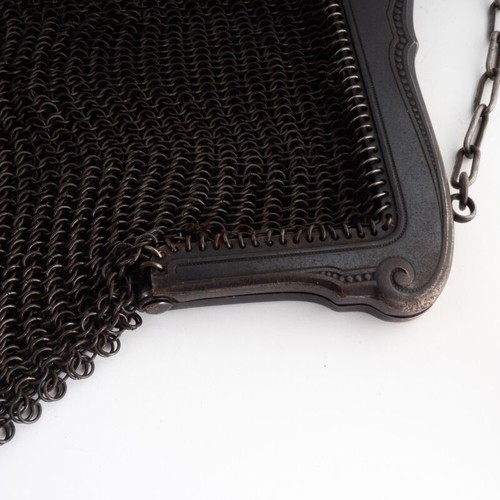 Edwardian Art Nouveau Gunmetal Chainmail Mesh Evening Bag used