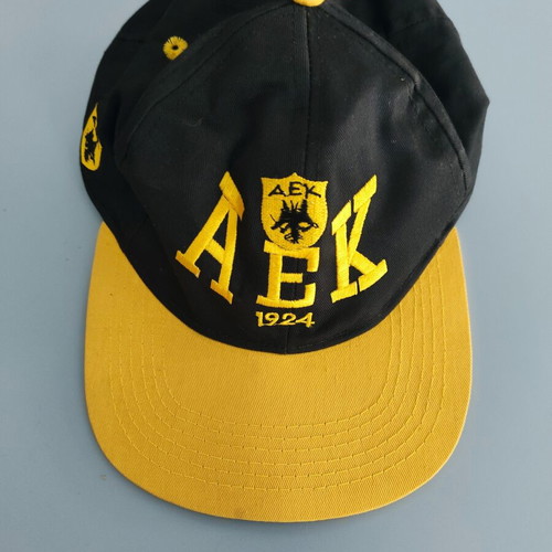 Vintage AEK 1924 Snapback Cap used, 90s era, black and yellow