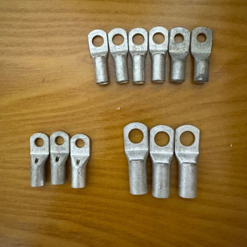 Electrical cable lugs and straight couplings new, assorted sizes