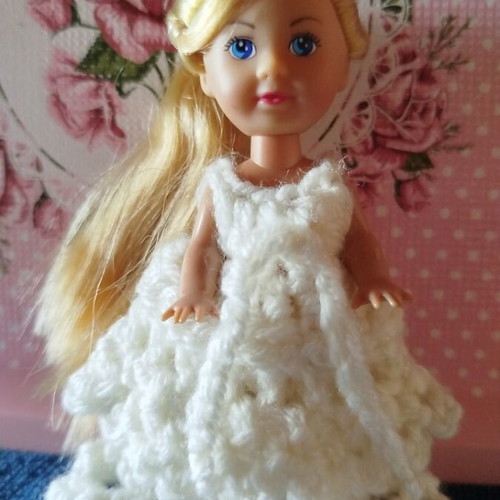 Doll with handmade dress new, 10 cm