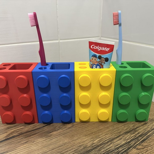 Toothpaste and Toothbrush Holder Lego Brick New