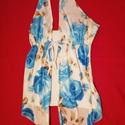 Halter Top Like New With Blue Floral Print Size M