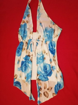 Halter Top Like New With Blue Floral Print Size M