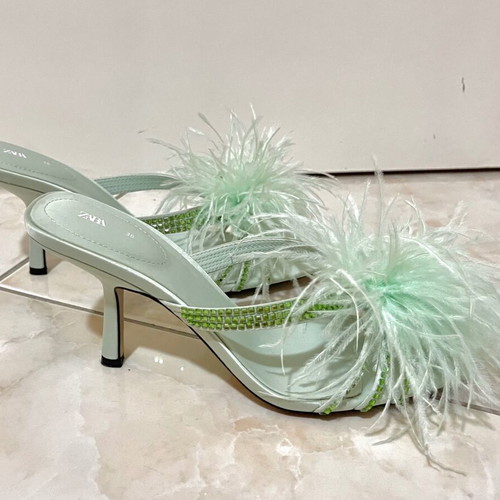 Zara turquoise mules new, size 38, 9 cm heel