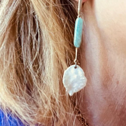 Jools silver earrings with pearl K Zant like new, 7cm length