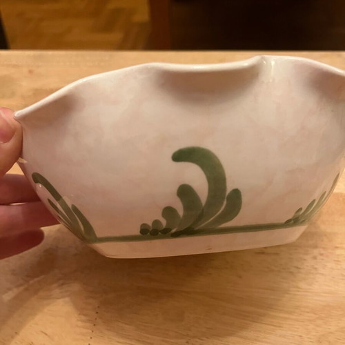 Vintage Handmade Fruit Bowl signed "CHRIST" with floral design