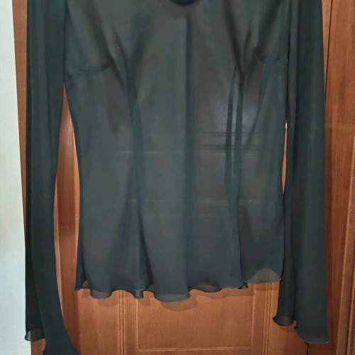 Toi&Moi transparent long-sleeve top like new, black, size L