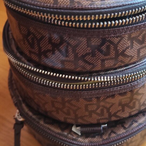 DKNY Nesting Pouch Set brown monogram, like new