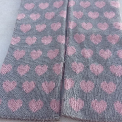 Women's gloves like new, finger hole, elbow length, pink hearts