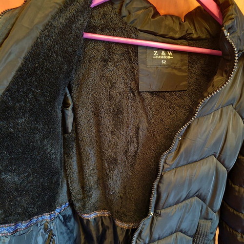 Black Puffy Jacket with Fur Lining and Hood like New