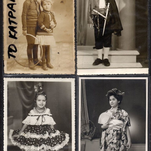 Photographs used, pack of 4 costume postcards with children