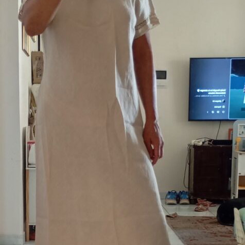 Linen women's dress XL, beige