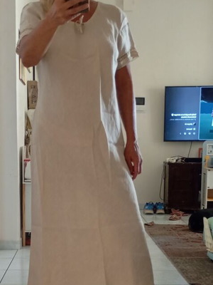 Linen women's dress XL, beige